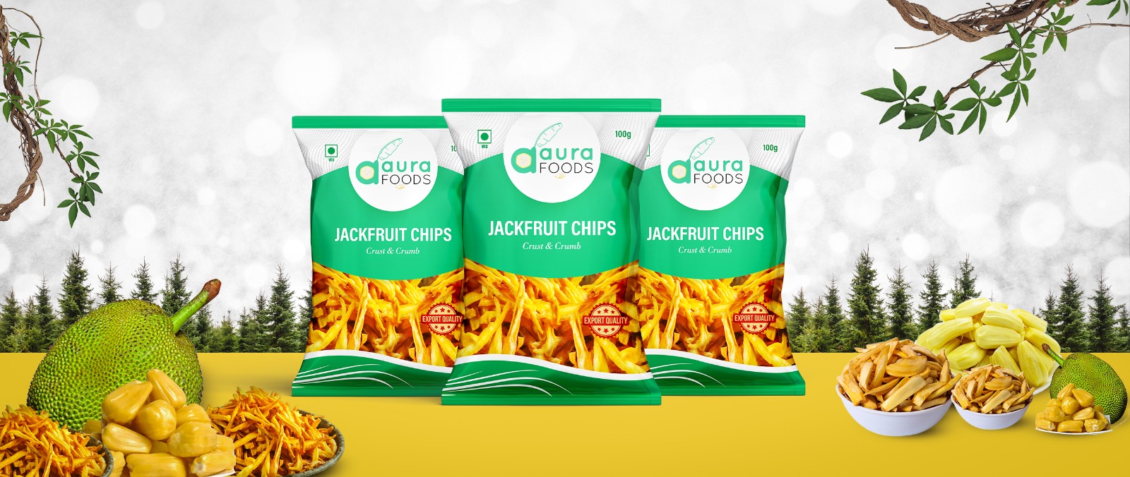 Authentic tropical jackfruit chips from Kerala snack exporters