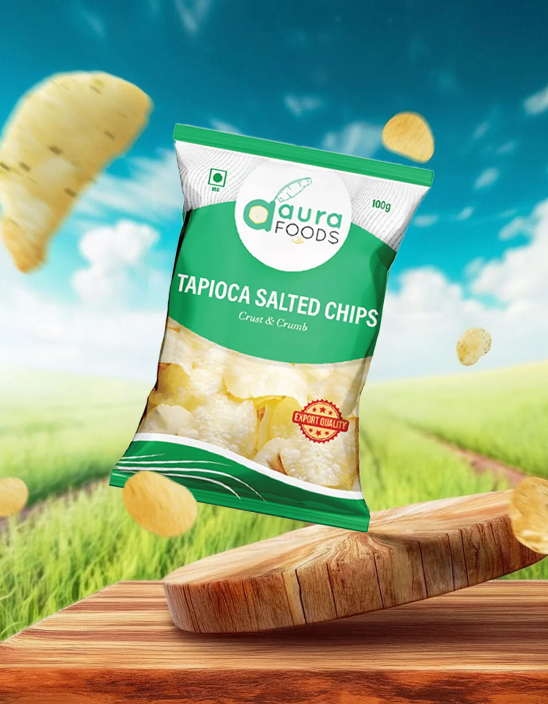 Spicy tapioca chips ready for export packaging