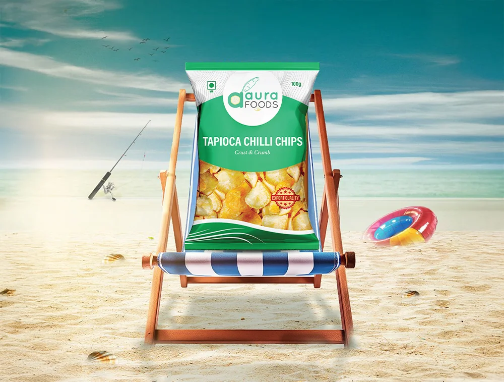 Spicy tapioca chips ready for export packaging