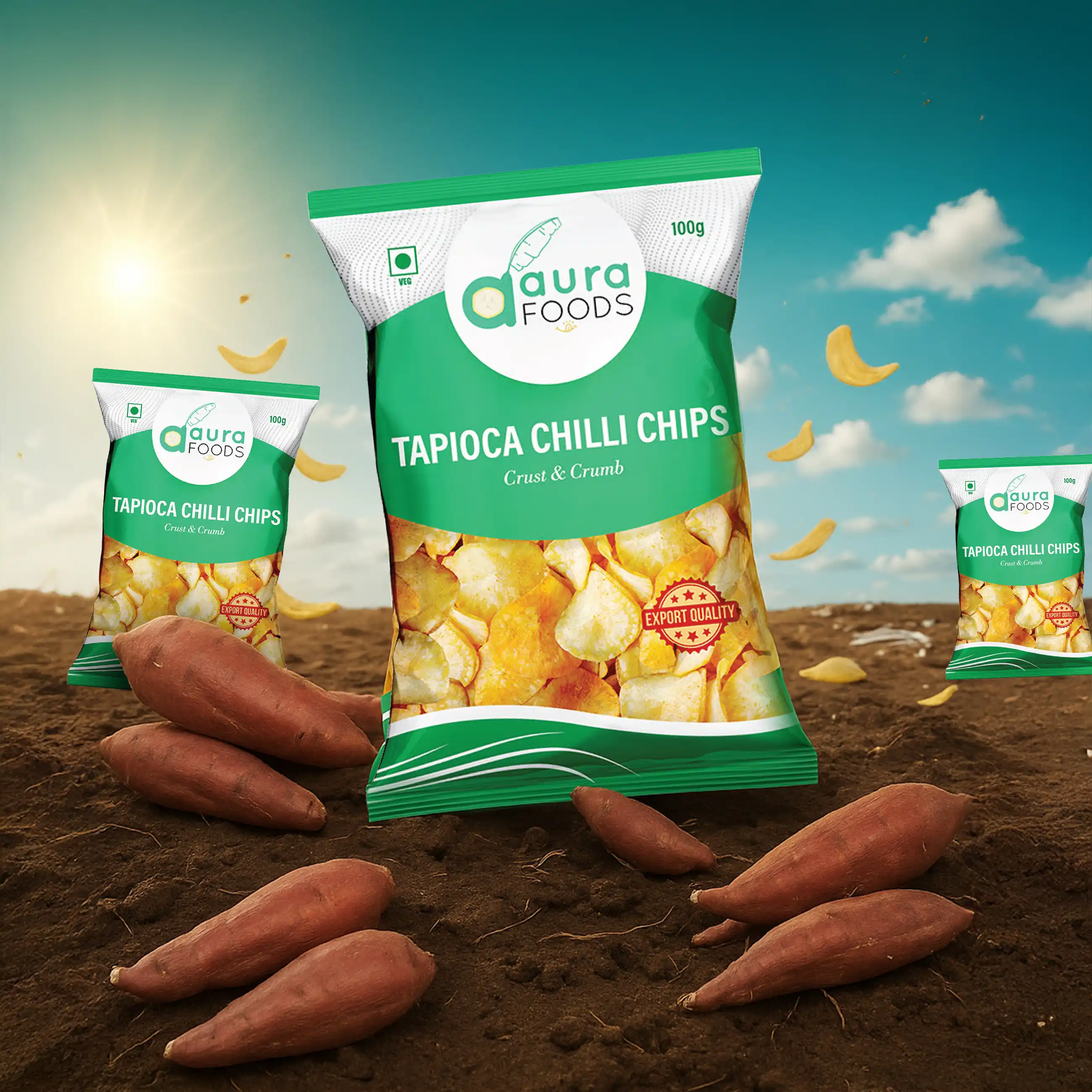 Freshly fried tapioca chips from Kerala snack supplier